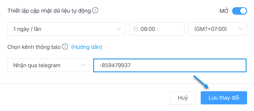 Dán id và click vào button "Lưu thay đổi"