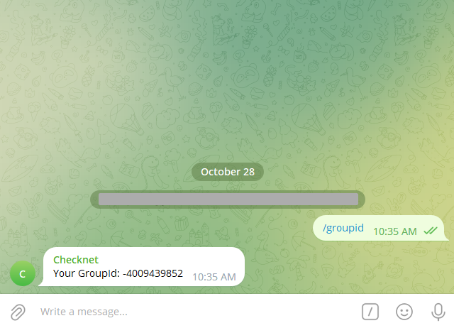 Nhập /groupid vào khung chat bot sẽ tự động gửi id cho bạn