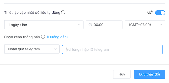 Nhận thông báo qua kênh Telegram